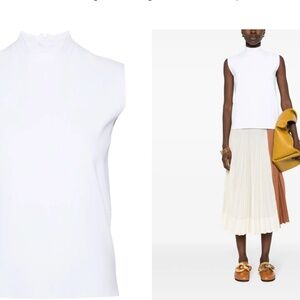 🤍 Plan C Sleeveless High-Neck Top – Made in Italy (Cream)
